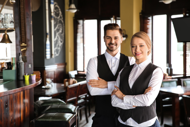 Front of the house restaurant with touchless faucets