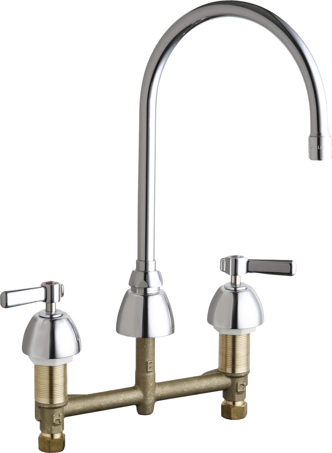 Deck-mounted manual faucet with 8