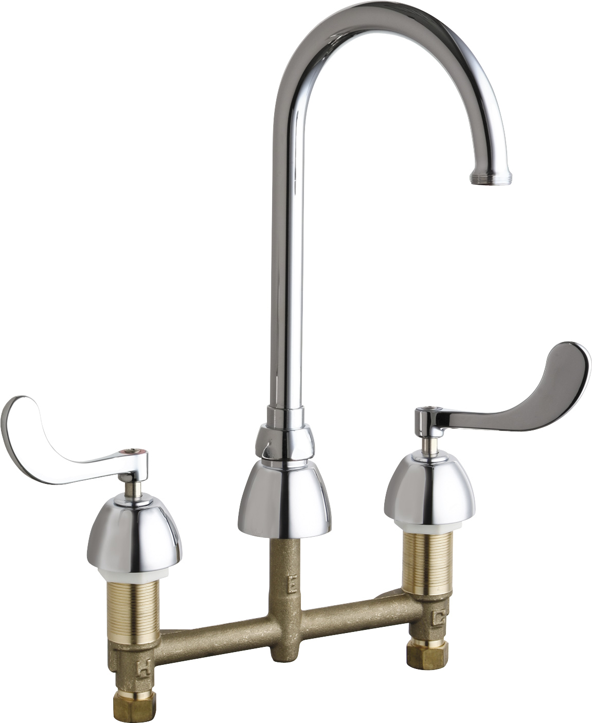Deck-mounted manual faucet with 8