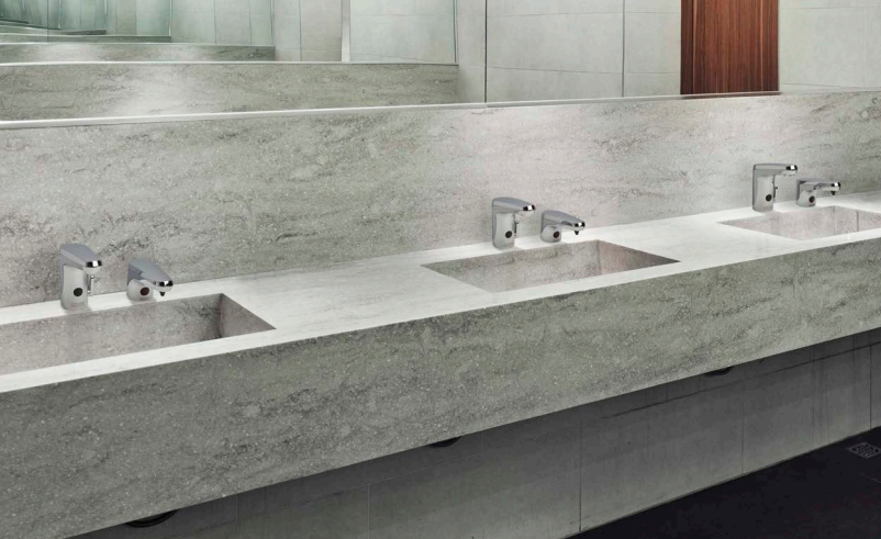 Restrooms with Touchless Faucets Can be set to save water