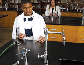 Chicago Faucets laboratory fittings in a school lab