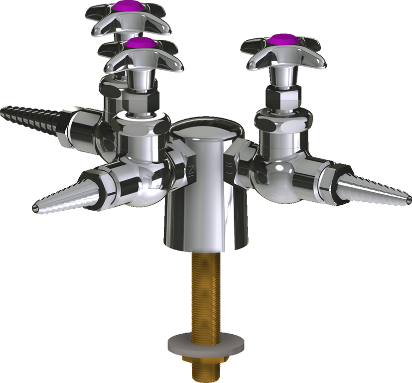 Deckmounted laboratory turret with needle valve Chicago Faucets