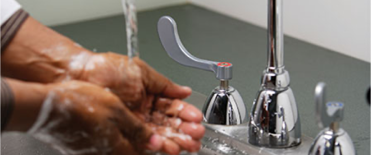 hands being washed at a sink
