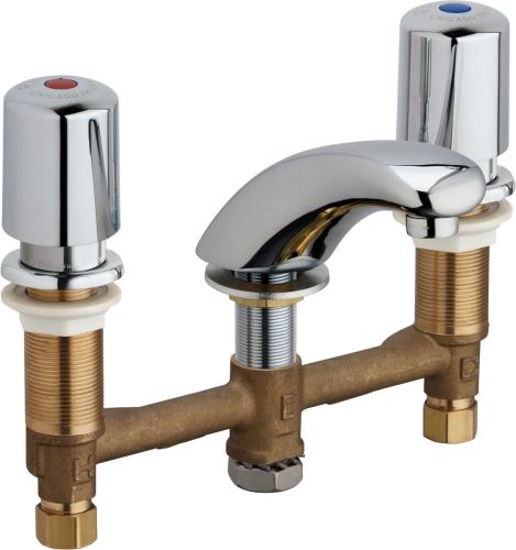 Deck-mounted metering faucet with 8